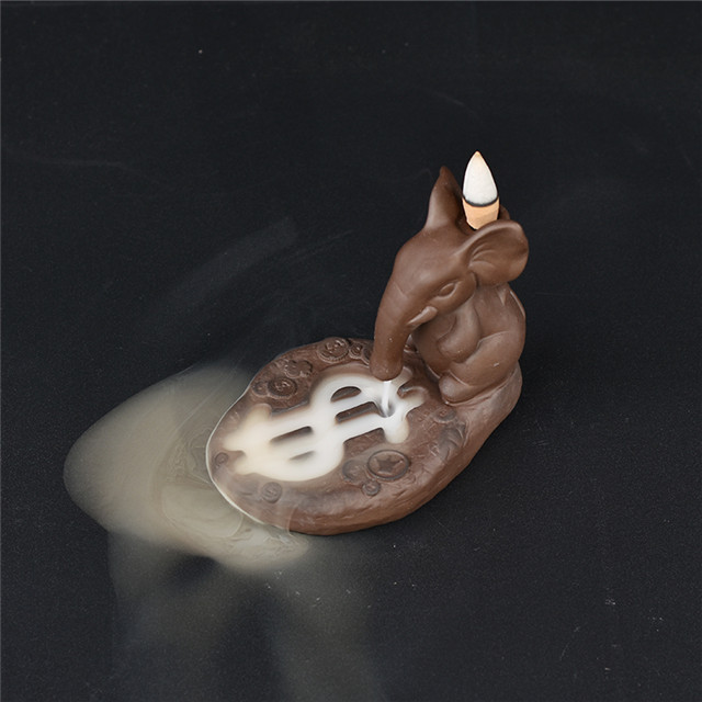 Queimador de incenso do refluxo do elefante, hoder cerâmico criativo do incenso do refluxo para a decoração home