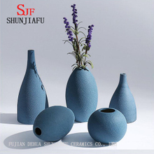 Vaso de cerâmica azul e preto fosco moderno de estilo europeu