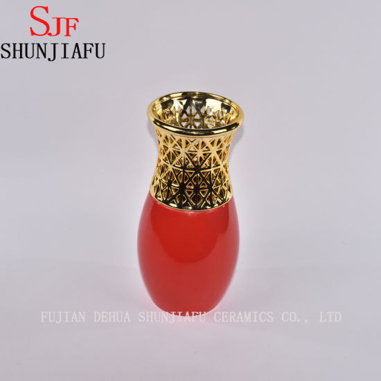Morden Style Pequeno Vaso de Cerâmica para Decoração de Casa (Vermelho)