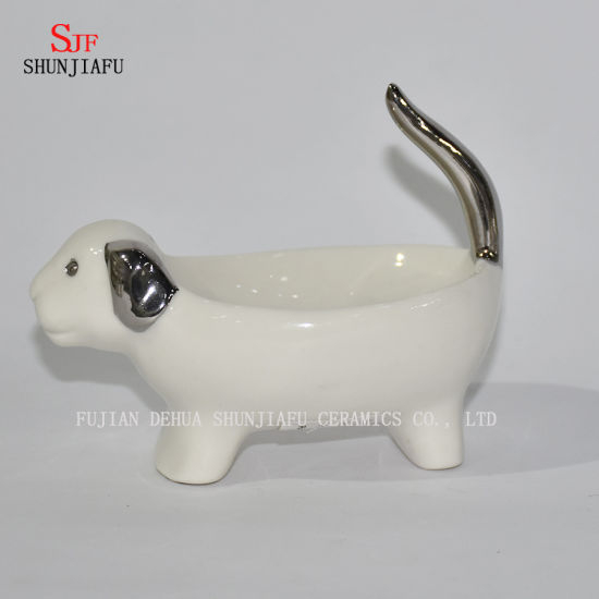 Forma animal do cão / porco, suporte cerâmico da caixa do sabão do banheiro home