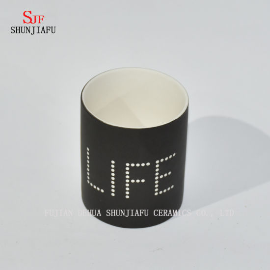 Vela cerâmica preta do projeto de letra preta do projeto novo