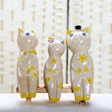 Ornamento Animal Porcelana Decoração Gatinho Artesanato Cerâmico Criativo
