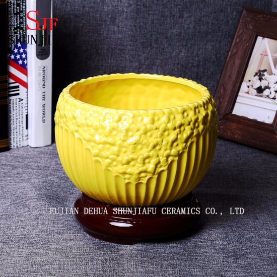3 cores entregam o plantador cerâmico de desenho colorido / vaso de planta / vaso de flores