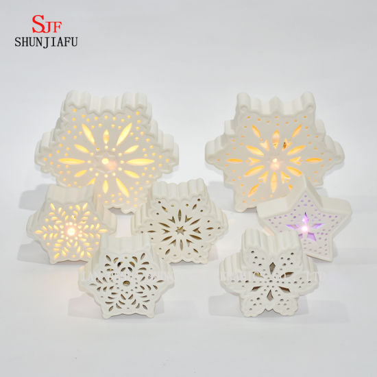 Suporte de vela em cerâmica LED / presente de Natal / Halloween