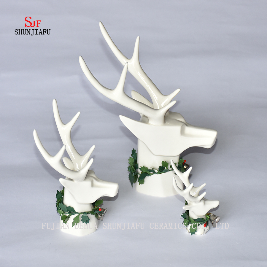 Boa sorte; Decora&ccedil;&atilde;o de Natal de forma de veado de cer&acirc;mica, presente de feriado.