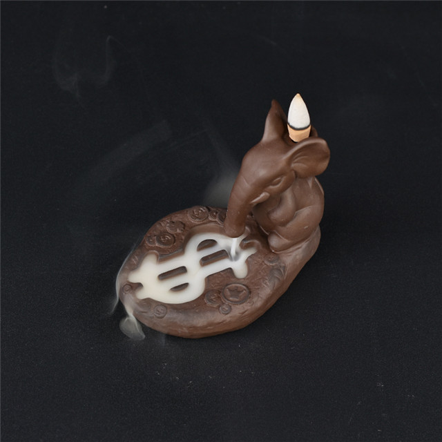 Queimador de incenso do refluxo do elefante, hoder cerâmico criativo do incenso do refluxo para a decoração home