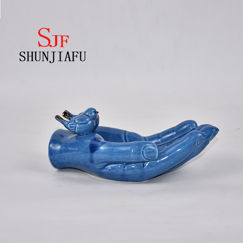 Lanche de bergamota cer&acirc;mica ou prato / prato de frutas para utens&iacute;lios de cozinha (azul)