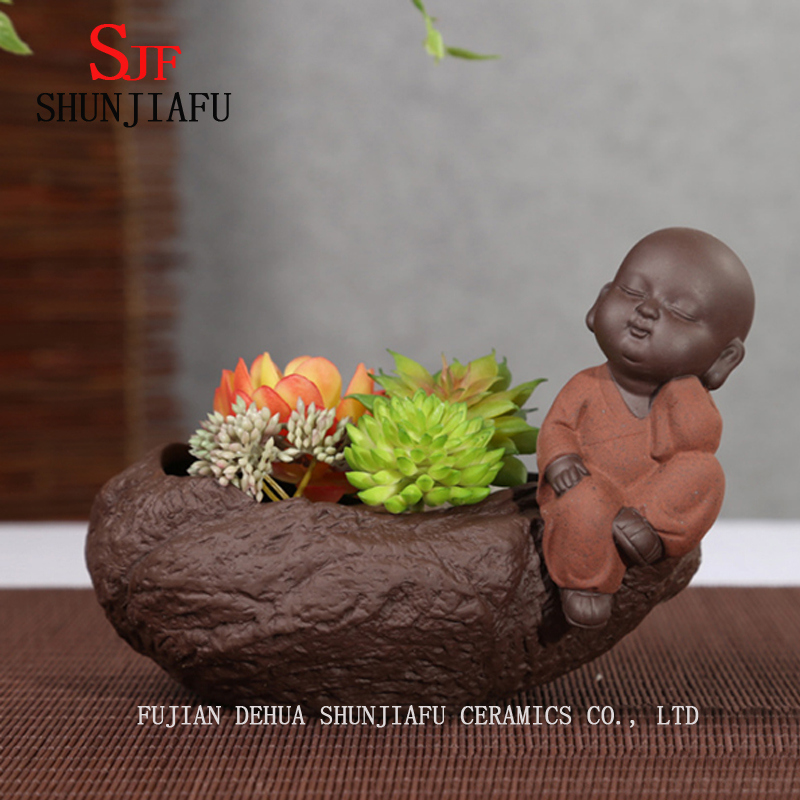 Vaso de Cer&acirc;mica Vintage em Casa / Jardim com Mongezinho