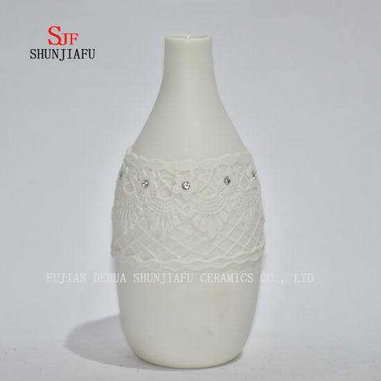 Vaso de alta qualidade e atmosfera, vaso branco com cristal artificial