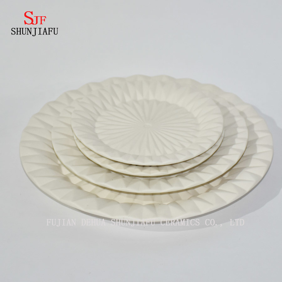 Prato de servi&ccedil;o de lou&ccedil;a de porcelana branca pintado molho molho prato para aperitivo, sobremesa, salada, lanche, sushi, frutas, p&atilde;o - conjunto de 4