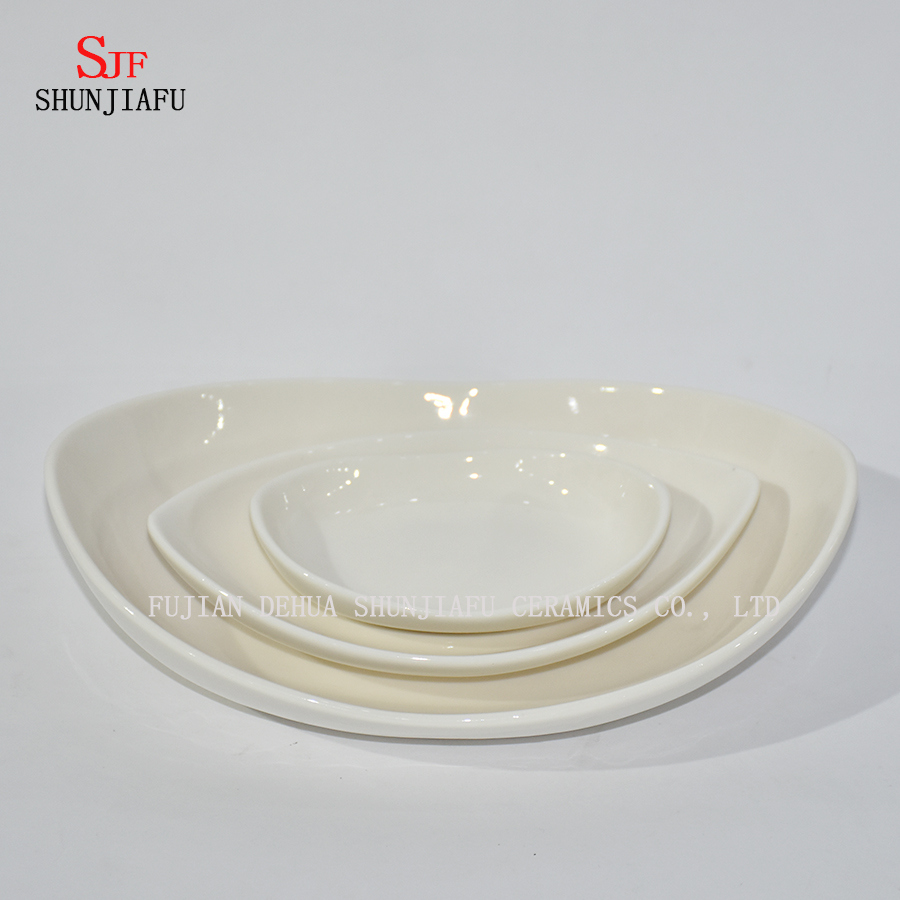 Prato de servi&ccedil;o de lou&ccedil;a de porcelana branca pintado molho molho prato para aperitivo, sobremesa, salada, lanche, sushi, frutas, p&atilde;o - conjunto de 4