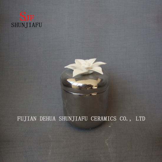Galvanoplastia Cerâmica Flor Branca Trinket Cerâmica Lembrança Caixa / Caixa de Jóias / B