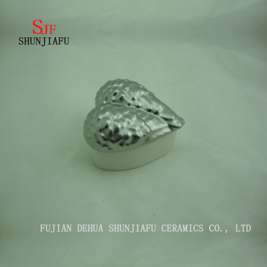 Organizador da jóia da forma do amor do teste padrão da asa, guarda-joias cerâmica