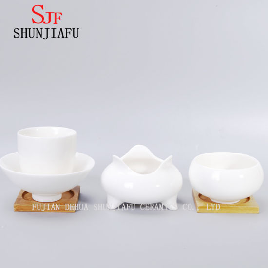 Vaso de flores suculento redondo branco cerâmico de design simples