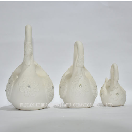 Banco de cisnes de cerâmica com cristal artificial, faz um presente único perfeito, berçário Dé Cor, lembrança, cofrinho Orsavings para crianças, branco