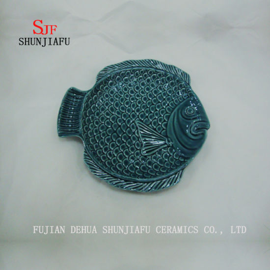 Prato de Peixe em Cerâmica Multiuso Purpose Glaze Sauce Vinegar Louça Pratos-Ocean Series