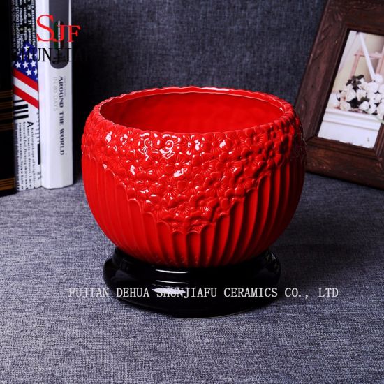 3 cores entregam o plantador cerâmico de desenho colorido / vaso de planta / vaso de flores