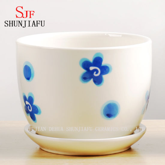 Vaso de cerâmica redondo forma conjunto de 3