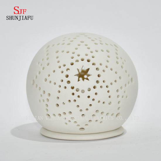 Suporte de vela de cerâmica de forma redonda / presente de Natal