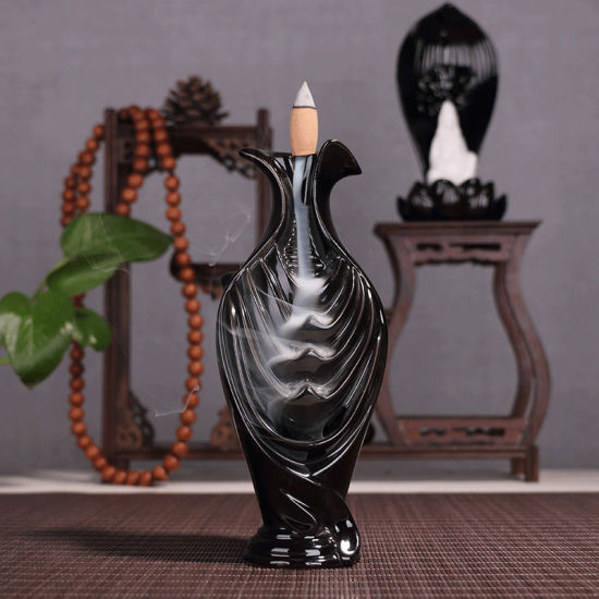 Queimador de incenso de fluxo de fumaça de forma de vaso de cerâmica