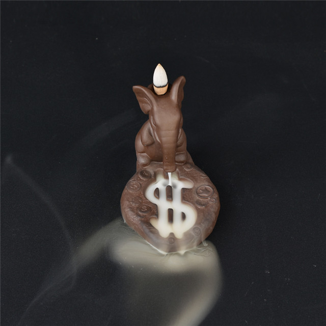 Queimador de incenso do refluxo do elefante, hoder cerâmico criativo do incenso do refluxo para a decoração home