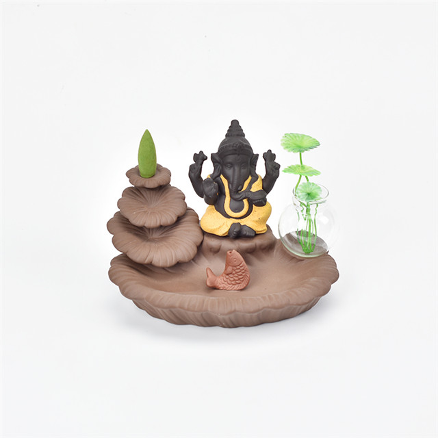 Titulares da vara amarelo Ganesha Refluxo Queimador de Incenso Elefante deus Emblema Auspicioso e Sucesso Cone Censário de Cerâmica Decoração da Sua Casa