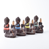 Incensos de cerâmica Queimador de incenso Torre de refluxo Cones Sticks Holder Porcelana de cerâmica Buddha Monk Ash Catcher- Blue