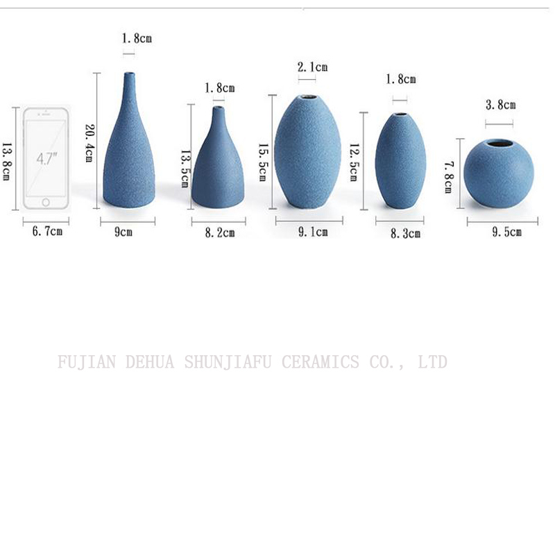 Vaso de cer&acirc;mica azul e preto fosco moderno de estilo europeu