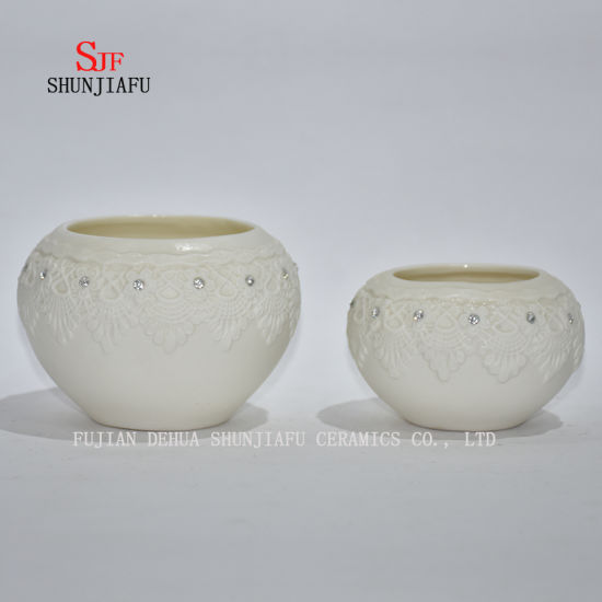 Vaso de alta qualidade e atmosfera, vaso branco com cristal artificial