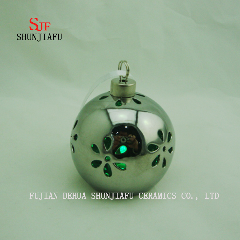 Suporte cer&acirc;mico galvanizado esf&eacute;rico da vela, casti&ccedil;al da vela da porcelana / D