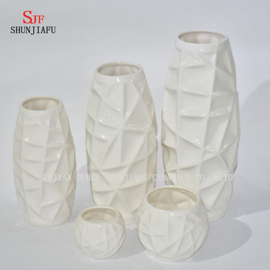 Conjunto de vaso de cerâmica Dehua - variedade de vasos de flores - vasos contemporâneos