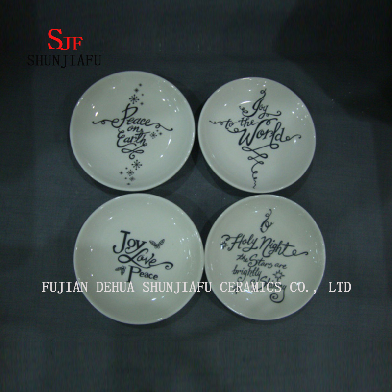 4 PCS & Cer&acirc;mica Pratos De Natal Pratos De Porcelana Pires Tigela Lou&ccedil;a (forma circular)