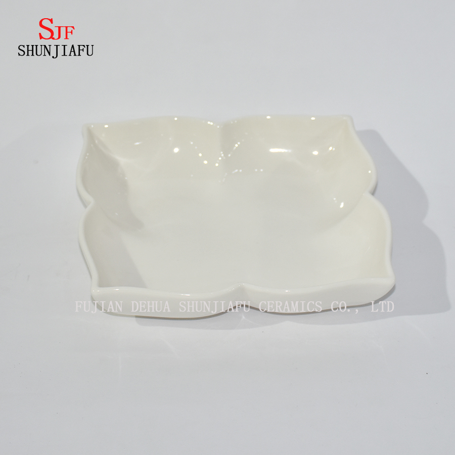 Prato de servi&ccedil;o de lou&ccedil;a de porcelana branca pintado molho molho prato para aperitivo, sobremesa, salada, lanche, sushi, frutas, p&atilde;o - conjunto de 4
