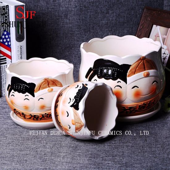 Prendas e Decoração Padrão Bonito Boneca de Cerâmica Vaso Redondo