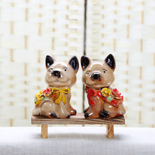 Decoração para casa criativa mobiliário cão ornamento cerâmica (amarelo)