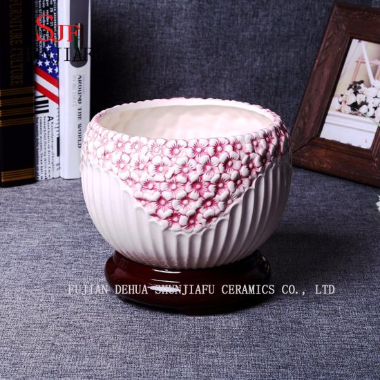 3 cores entregam o plantador cerâmico de desenho colorido / vaso de planta / vaso de flores