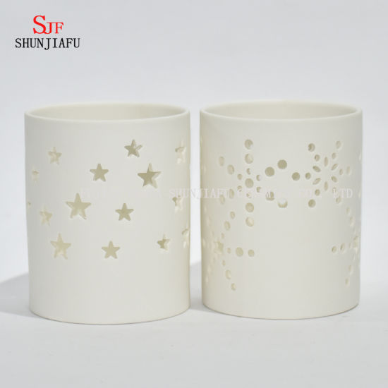 Castiçal de cerâmica Tealight Castiçal Castiçal para luzes de chá esculpidas por máquina / a