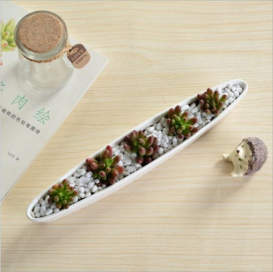 Mini barco de oliva cerâmico personalizado em forma de vaso branco