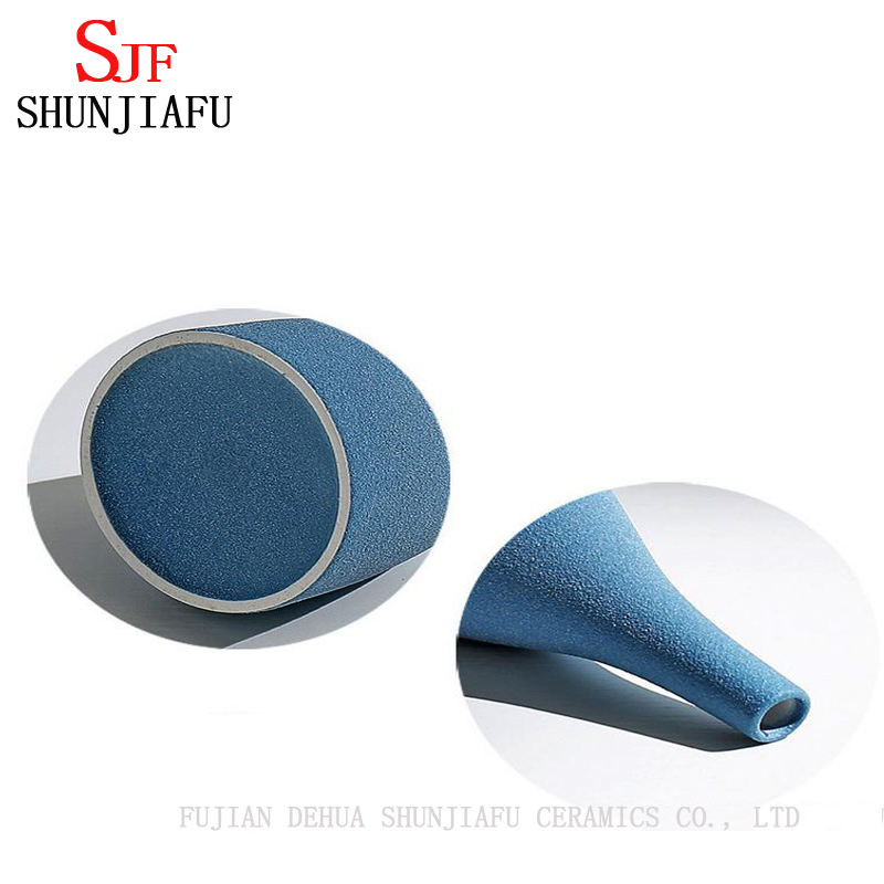 Vaso de cer&acirc;mica azul e preto fosco moderno de estilo europeu