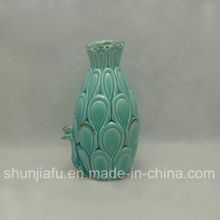 Vaso de flor de cerâmica pavão verde