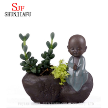Casa / jardim de cerâmica chinês bonito pequeno monge budista vaso de flores