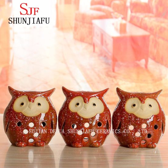 Conjunto de 3 pequenas corujas de cerâmica estatueta decoração de casa presente casa decorativa