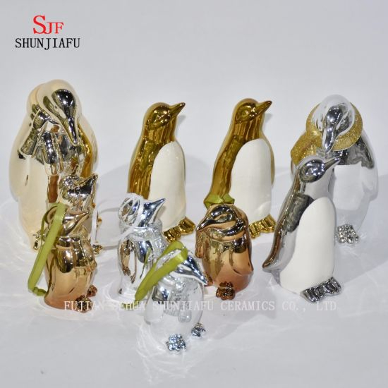 Pinguim fofo para família / escritório / café / decoração de festival / galvanoplastia cerâmica / a