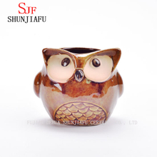Vaso de cerâmica de porcelana de plantador de coruja de cerâmica dos desenhos animados / D