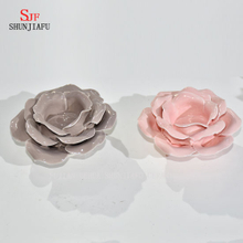 Mais Cor Lotus Flower Shape Tealight Castiçal Castiçal de cerâmica