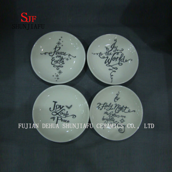 4 PCS & Cerâmica Pratos De Natal Pratos De Porcelana Pires Tigela Louça (forma circular)