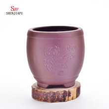 Vasos de carne redondos de areia mais pura com padrões florais Plantadores de suculentas Jardim / vasos de plantas pequenos em cerâmica