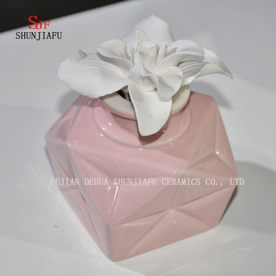 Queimador de Cerâmica Aromaterapia; Suporte para fragrância Tealight com flor / C