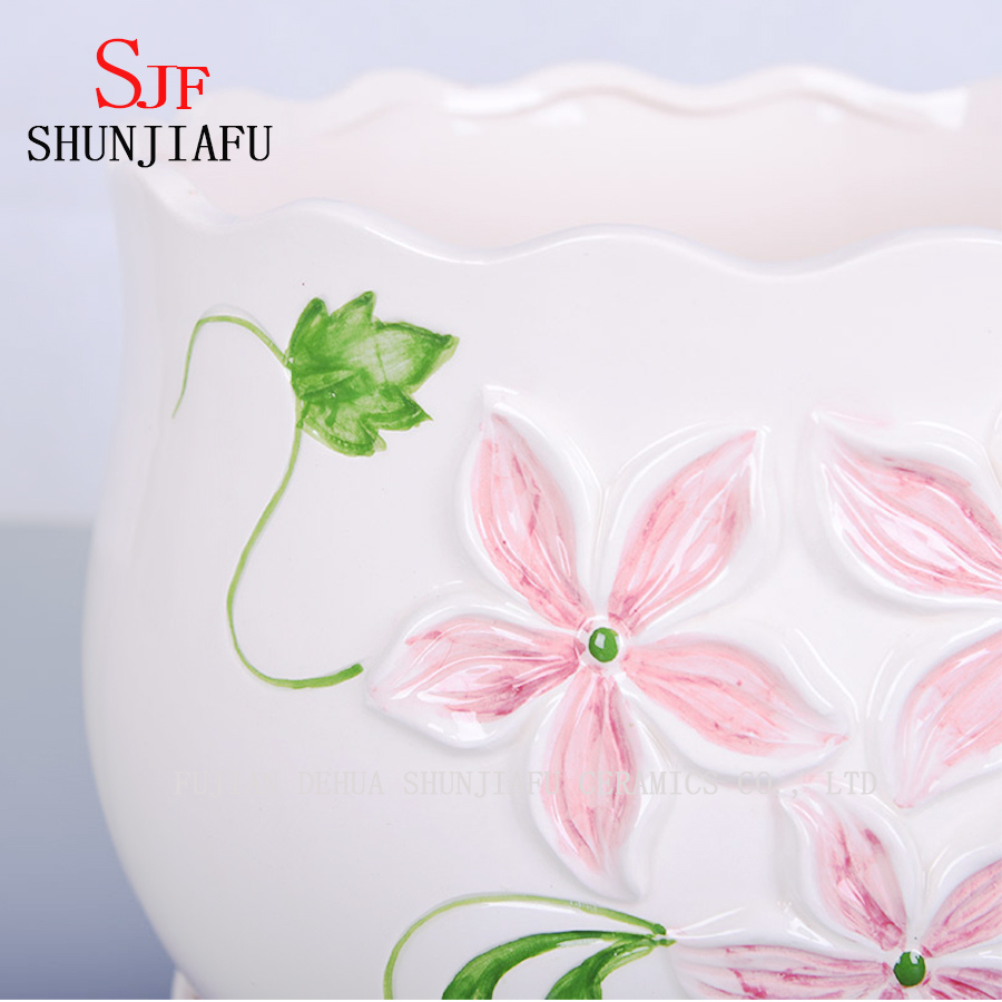 Vaso de flores cer&acirc;mico silenciosamente elegante fresco