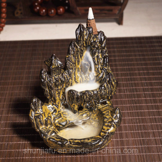Cerâmica Backflow Incense Burner Decoração em casa Casa cerâmica Fornecedor de produção de queimadores de incenso em cachoeira